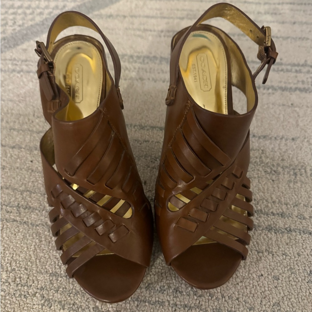 Coach sandals heels brown size 9